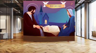 Nativity scene with Holy Family Wall mural