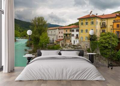 Kanal, charming town on the Soca River, Slovenia Wall mural