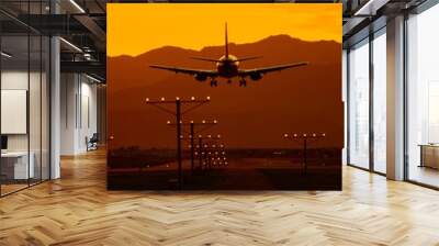 Airplane Travel at Sunset Wall mural