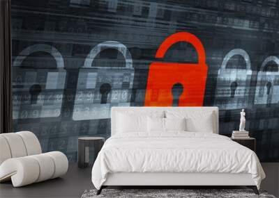 Broken Data Encryption Wall mural