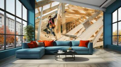 Building Wooden Roof Frame Wall mural