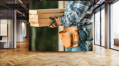 Contractor With Wood Beams Wall mural