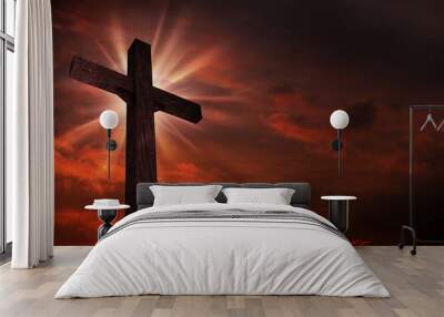 Crucifix in Sunset Wall mural