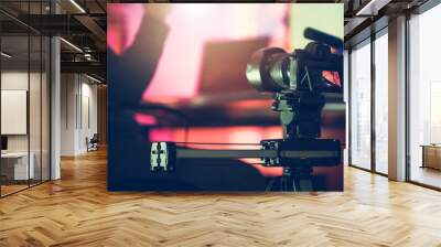 Digital SLR Video Camera Moving on a Slider Wall mural