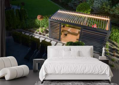 Illuminated Garden Gazebos with Mechanical Wall Blinds Aerial Wall mural