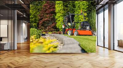 Lawn Aerating Using Gasoline Powered Aerator Machine Wall mural