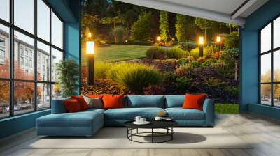 Modern Backyard Outdoor LED Lighting Systems Wall mural