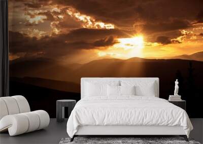 mountain sunset scener Wall mural