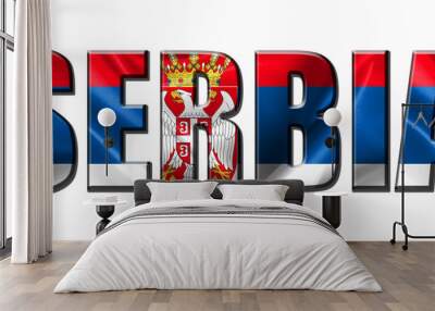 Text concept with Serbia waving flag Wall mural