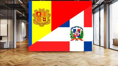 waving flag of dominican republic and andora Wall mural