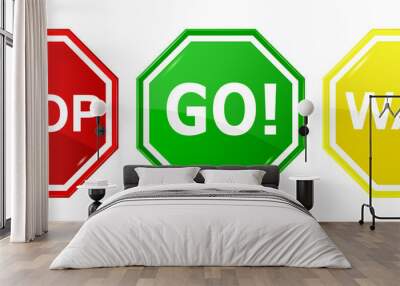 Go, wait, and stop control sign Wall mural