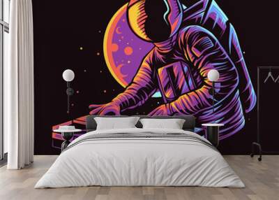 astronaut dj music vector illustration Wall mural