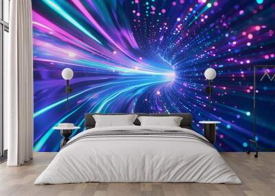 Colorful light waves with particles and futuristic spectrum Wall mural