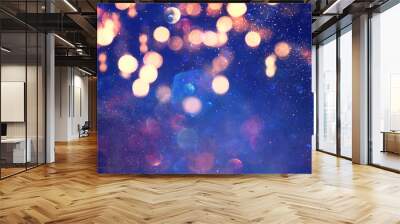 abstract glitter silver, gold , blue lights background. de-focused. banner Wall mural