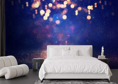 abstract glitter silver, gold , blue lights background. de-focused Wall mural