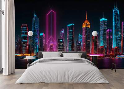 abstract modern futuristic city with lights Wall mural