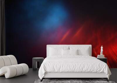 abstract red, blue and black defocused background. bokeh lights Wall mural