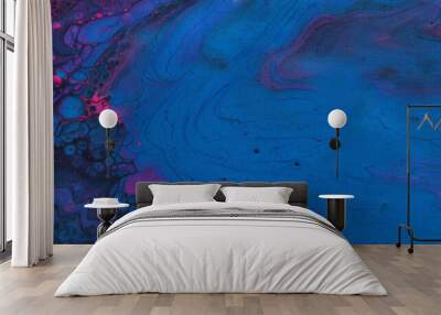 art photography of abstract marbleized effect background. Black, blue, pink and purple creative colors. Beautiful paint Wall mural