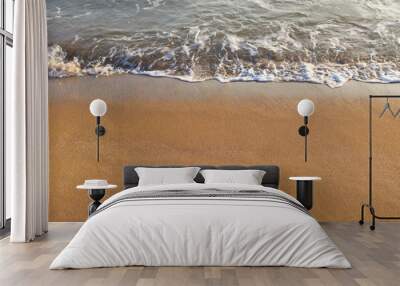 background image of sandy beach and ocean waves Wall mural