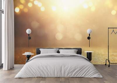 background of abstract gold and silver glitter lights. defocused Wall mural