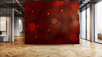 background of abstract red, gold and black glitter lights. defocused. banner Wall mural