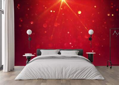 background of abstract red, gold and black glitter lights. defocused Wall mural