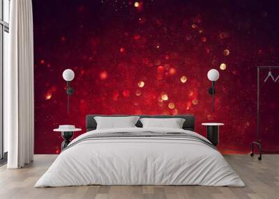 background of abstract red, gold and black glitter lights. defocused Wall mural