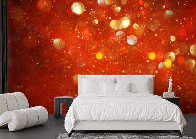 background of abstract Red glitter lights. defocused. banner Wall mural