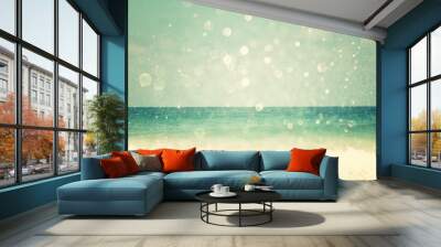 background of blurred beach and sea waves with bokeh lights, vin Wall mural