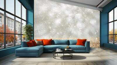 bokeh lights background with colors of white and silver and moti Wall mural