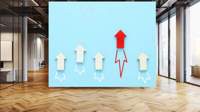 Business competition concept, red arrow leading the race Wall mural