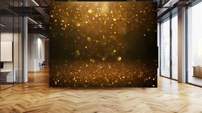 glitter vintage lights background. black and gold. de-focused Wall mural