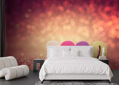 Holiday image of New Year 2020 concept. Wooden number and sparkling background Wall mural