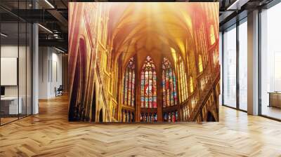 Inside view of Prague cathedral Wall mural