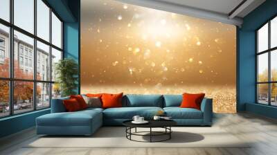 photo of gold and silver glitter lights background Wall mural