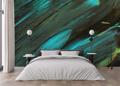 photography of abstract marbleized effect background. turquoise and black creative colors. Beautiful paint with the addition of gold Wall mural