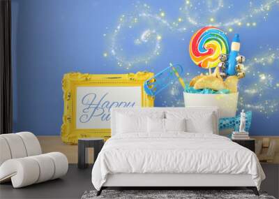 Purim celebration concept (jewish carnival holiday). Wall mural