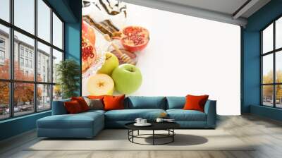 Rosh hashanah (jewish New Year holiday) concept. Traditional symbols. Wall mural