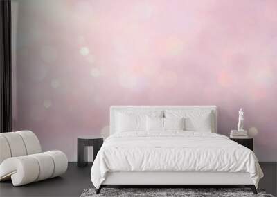 silver and pink glitter vintage lights background. defocused Wall mural