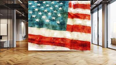 watercolor style and abstract image of American flag Wall mural