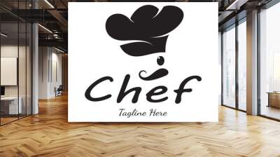 professional logo chef or kitchen chef hat.for business,home cook,and restaurant chef.bakery,vector Wall mural