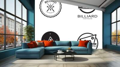 simple billiards logo template illustration with billiard balls and sticks,design for billiards booth,billiards business,bills competition,mobile billiards game,app,badge,billiards sport,vector Wall mural