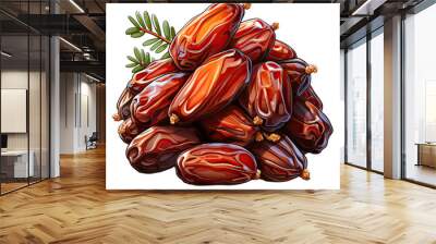 Dried dates fruit . Clipart PNG image . Transparent background . Cartoon vector style . Generative AI Wall mural