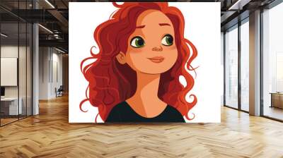 latina girl with red hair . Clipart PNG image . Transparent background . Cartoon vector style Wall mural