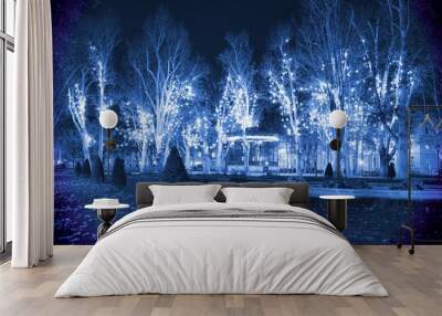 Cold blue Christmas night Wall mural