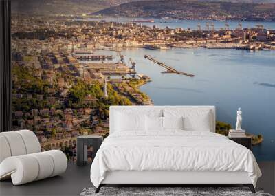 Aerial view of the beautiful city of Trieste in Italy Wall mural