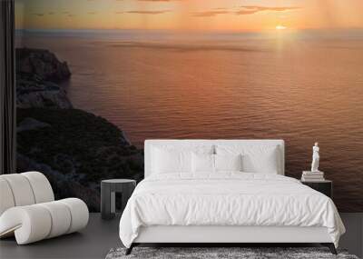 Panorama of the south-western coasts of Sardinia. Blue sea and headlands on the sea. Wall mural