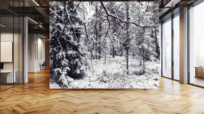 Nordic winter forest Wall mural