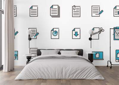 Cute business documents icon set【Vector illustration】 Wall mural