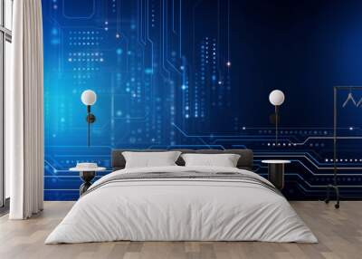 Abstract technology digital line electronic network data innovation concept background. Wall mural